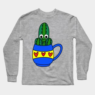 Cute Cactus Design #247: Small Cacti Bunch In A Hearty Mug Long Sleeve T-Shirt